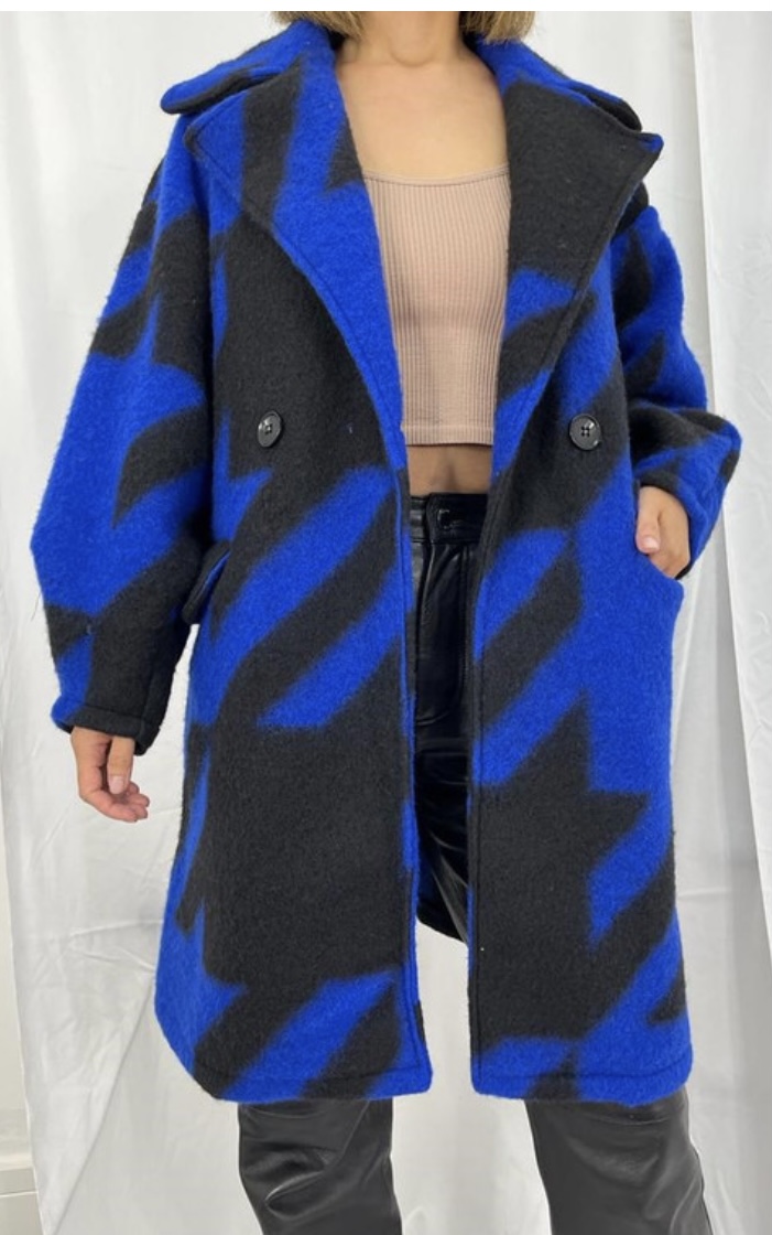 blue houndstooth coat