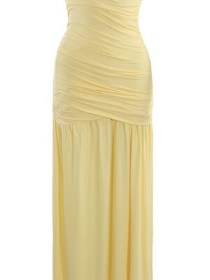 The Buttermilk Yellow Ruched Maxi Dress