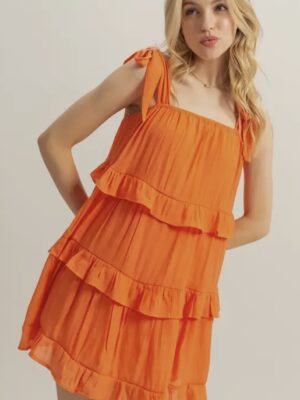 The Orange Tiered Mini Dress